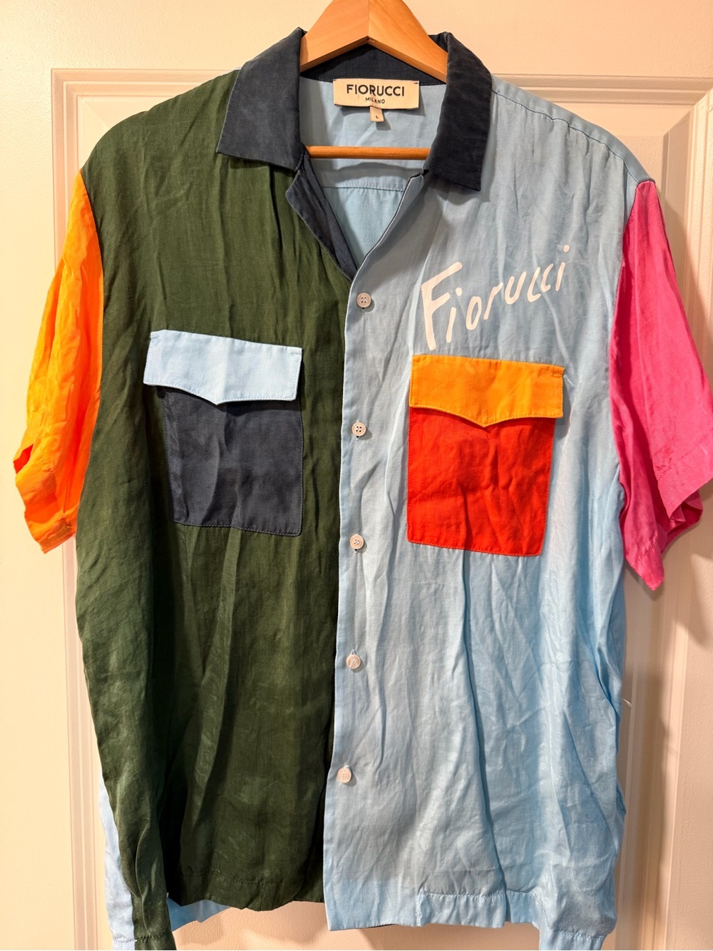 Fiorucci Colorblock Short-Sleeve Button-Up Shirt - Light Blue Multi